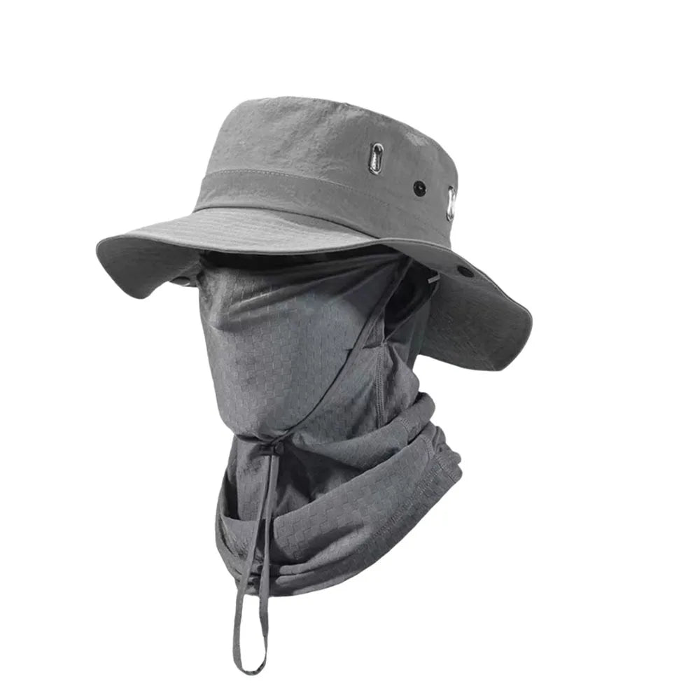 Unisex Design Quick Dry Men Sun Hat Breathable Foldable Full Face Mask Soft Material with Mask Fisherman Hat Hiking