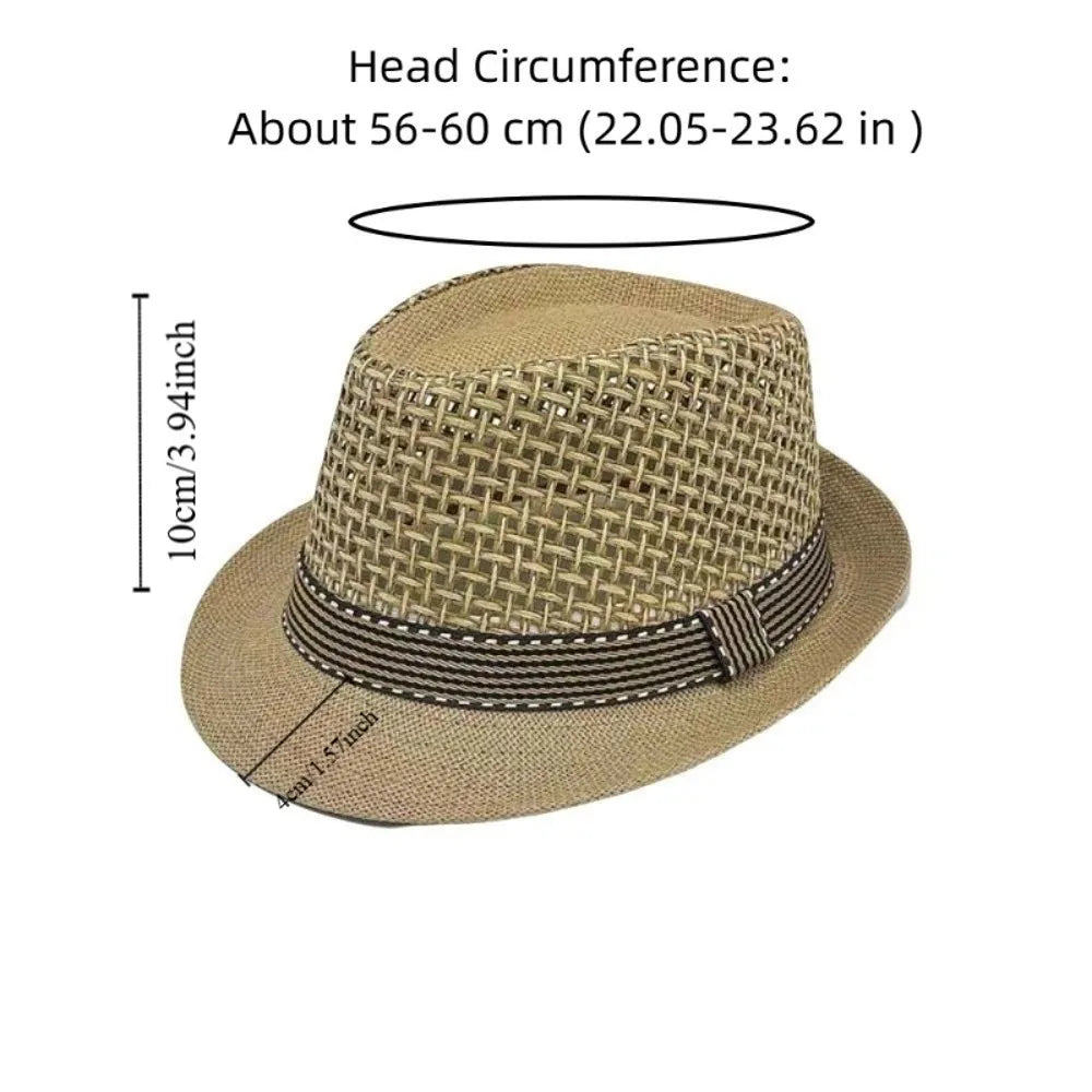 Elegant Short Brim Men Panama Hat Lightweight Breathable Woven Straw Hat Sombrero Hollow Out Vacation Beach Cap Performances