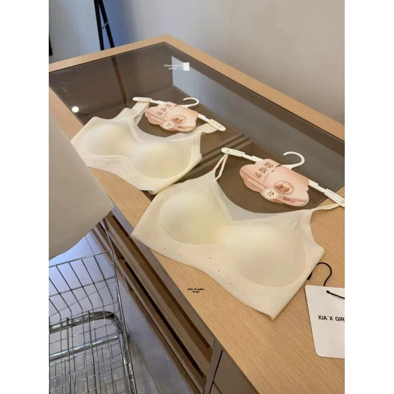 KUCLUT Ice Skin Foundation Liquid Ultra Thin Soft Support Vest Seamless Fixed Cup Anti Exposure Tube Top Bra for Women
