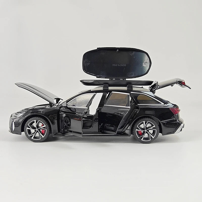 1:24 simulation Audi RS6 alloy car model, doors and engine hood, trunk can be opened, sound and light return force ornaments
