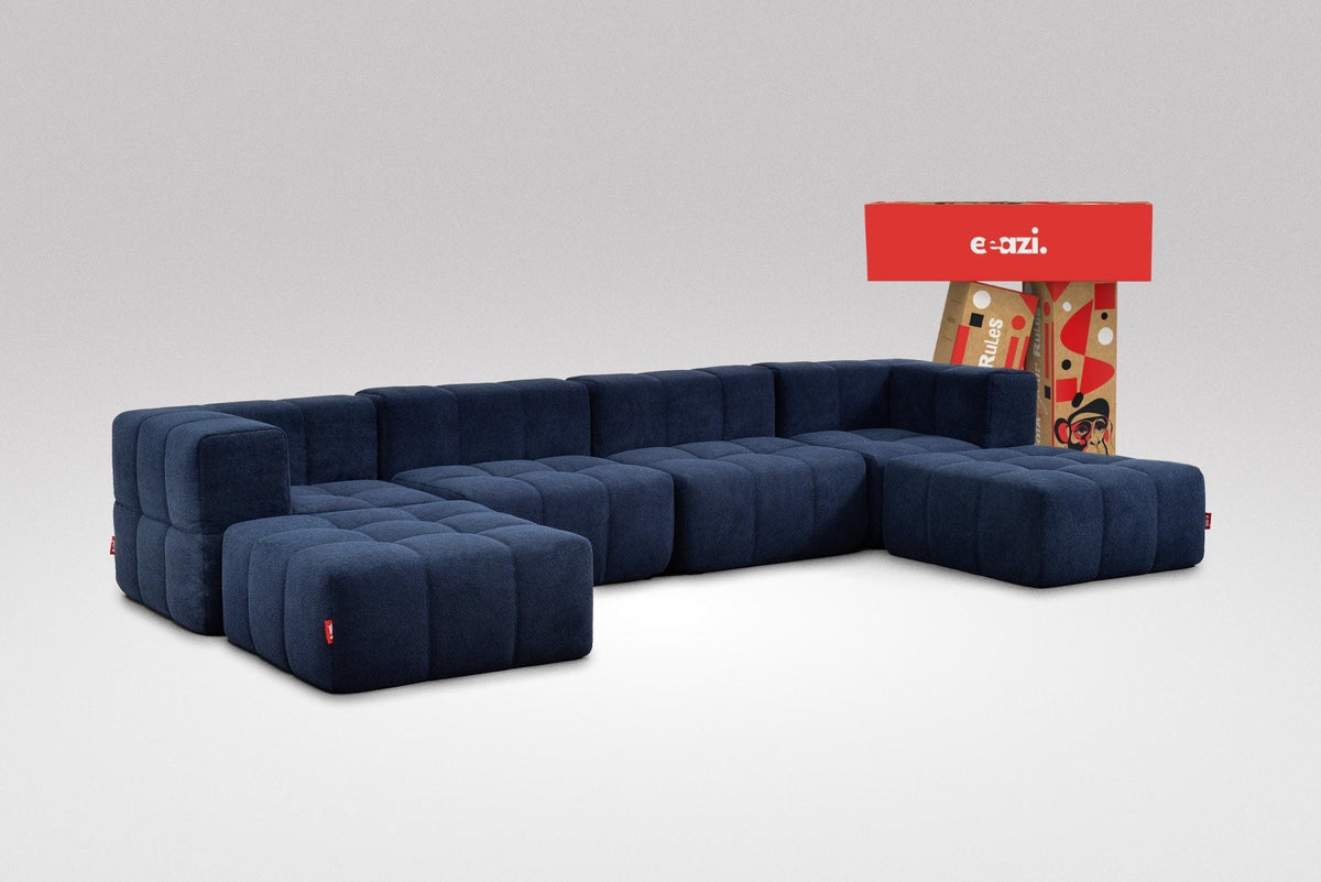6 Teiliges Modulares Sofa – Blau