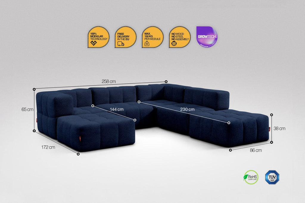 6 Teiliges Modulares Sofa – Blau