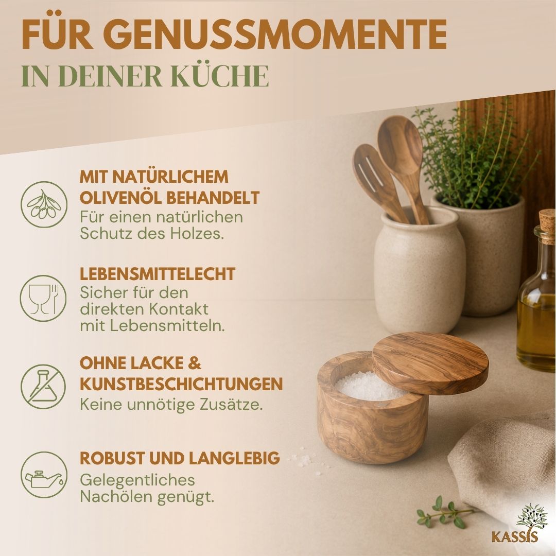Dose aus Olivenholz mit Magnetdeckel | Aufbewahrungsdose Ø 10 cm