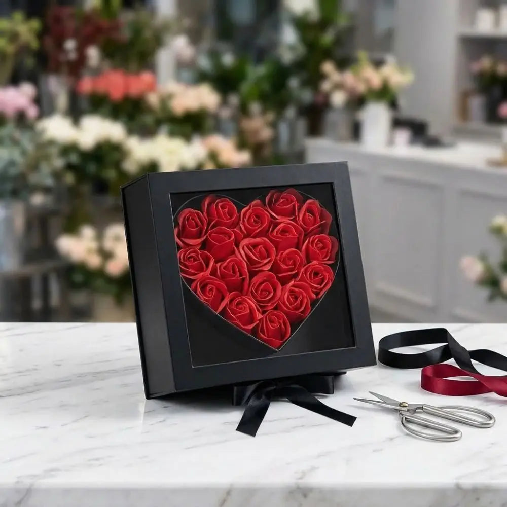 Transparent Window Mother's Day Gift Box Elegant Romantic Gift Packaging Box Fillable Cardboard Flower Display Box Bridal Shower
