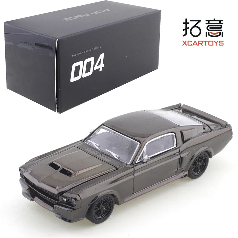 XCARTOYS POPRACE 1/64 S-DarkChrome004 Ford Mustang GT500 Car Model Replica Series Children Christmas Gifts Boy Toys