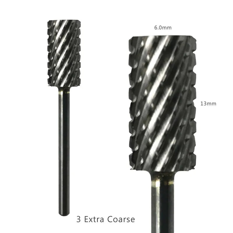 HYTOOS 1PCS Tungsten Carbide Burr Nail Drill Bit 3/32" Bits For Manicure Drill Accessories Milling Cutter Nail Art Tools