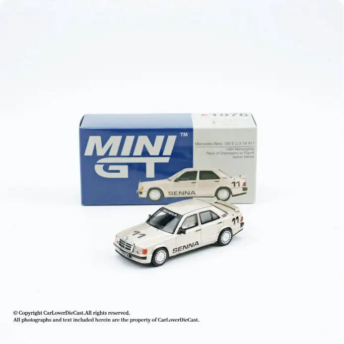 MINIGT 1076 In stock 1:64 Mercedes Benz 190 E 2.3 16 #11 Ayrton Senna 1984 Nürburgring Diecast Car Model Collection Toys