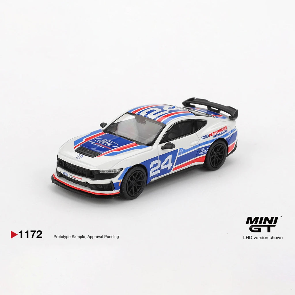 Ford Mustang MGT01172 in Stock 1:64 Dark Horse #24 Ford Performance Racing School Livery LHD Diecast Model Car MINI GT