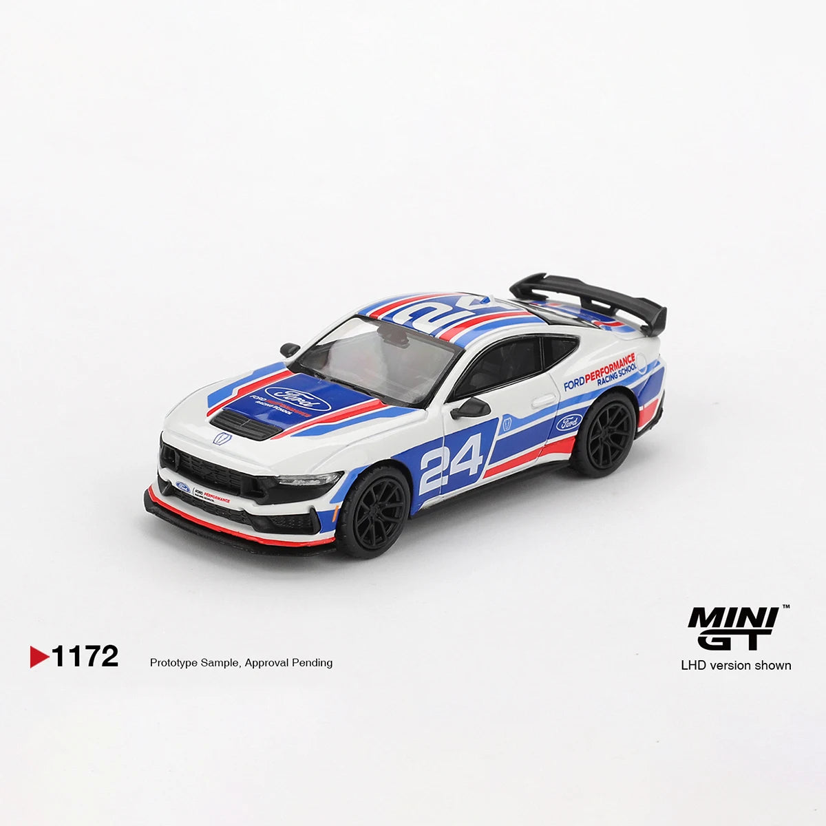 Ford Mustang MGT01172 in Stock 1:64 Dark Horse #24 Ford Performance Racing School Livery LHD Diecast Model Car MINI GT