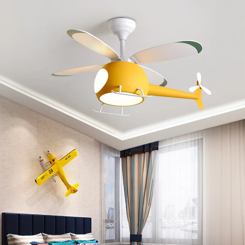 Modern Creative Cartoon Plane Fan Light Simple Decor LED Ceiling Lamp for Children's Room Beroom Led Fan Lights
