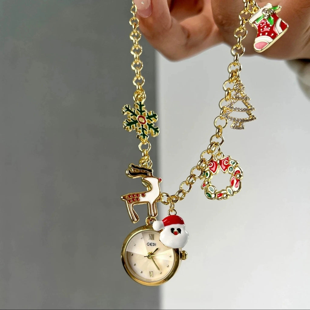 Ladies Watch Christmas Multi-element Pendant Design Quartz Watch Exquisite Niche Bracelet Ladies Holiday Gift