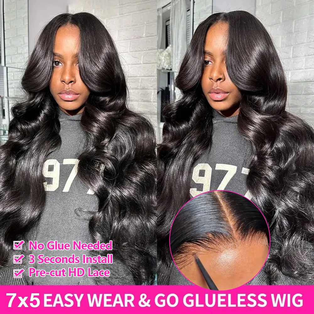 Wear Go Glueless Body Wave Lace Front Human Hair Wigs 13x6 HD Lace Frontal Wig Human Hair 5x5 HD Transparent Lace Closure Wigs