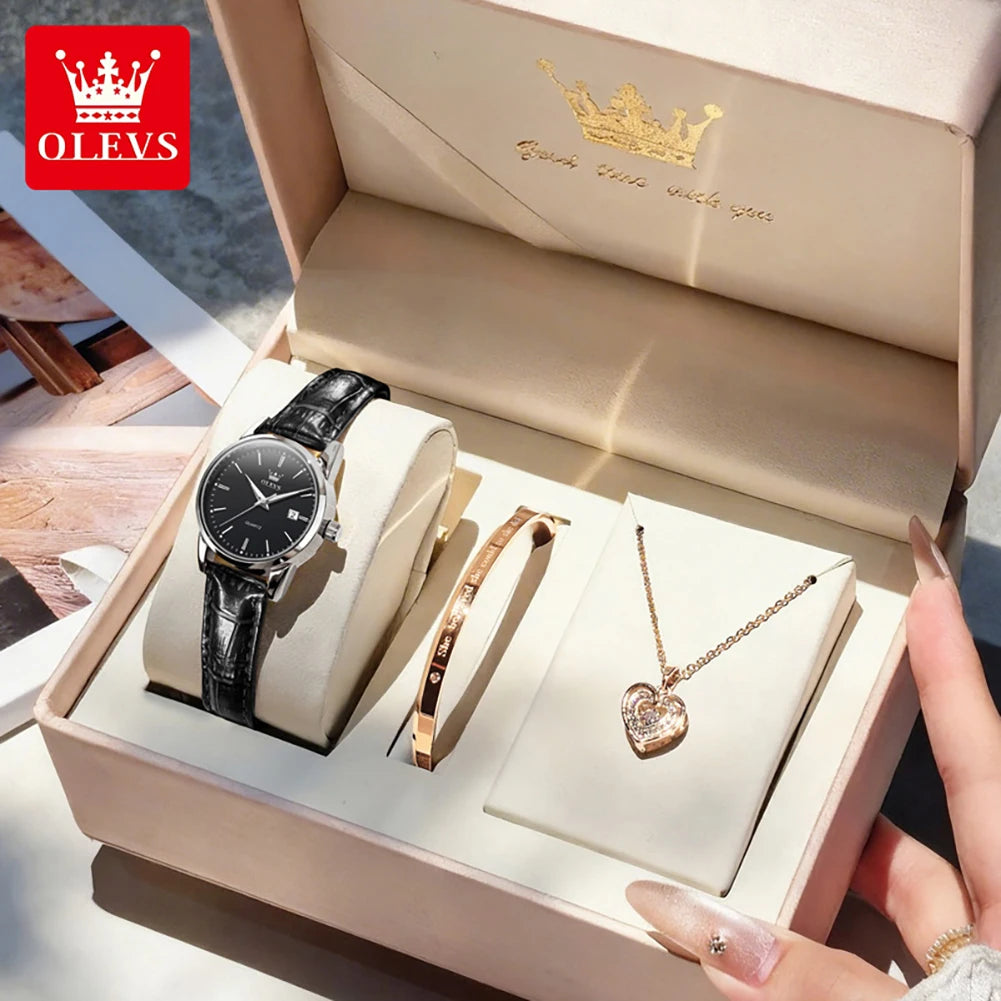 OLEVS 6898 Women Watch Original Quartz Watches Waterproof Luminous Date Watch Bracelet Set Ladies' Gift 2026 New Color Reloj
