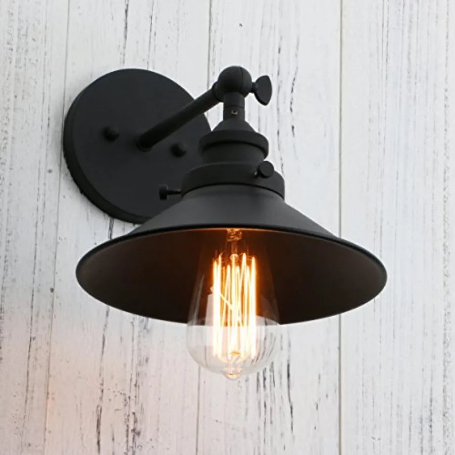 Vintage Industrial Metal Wall Sconce Lighting 180 Degree Adjustable Wall Lamp Matte