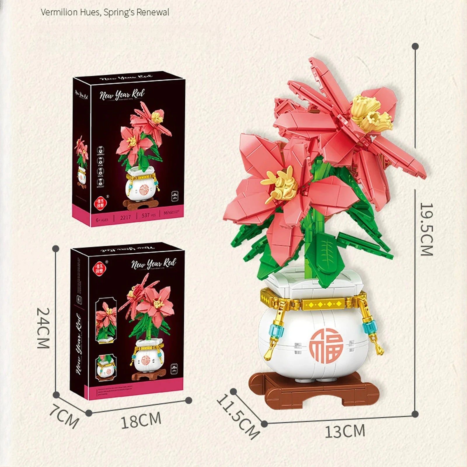 Simulated Persimmon/Flower/Bamboo Model Building Blocks Chinese-style Potted Plant Assembled Room Decoration DIY Mini Bricks Toy