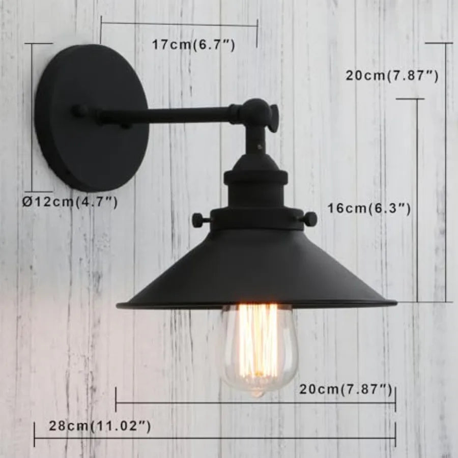 Vintage Industrial Metal Wall Sconce Lighting 180 Degree Adjustable Wall Lamp Matte
