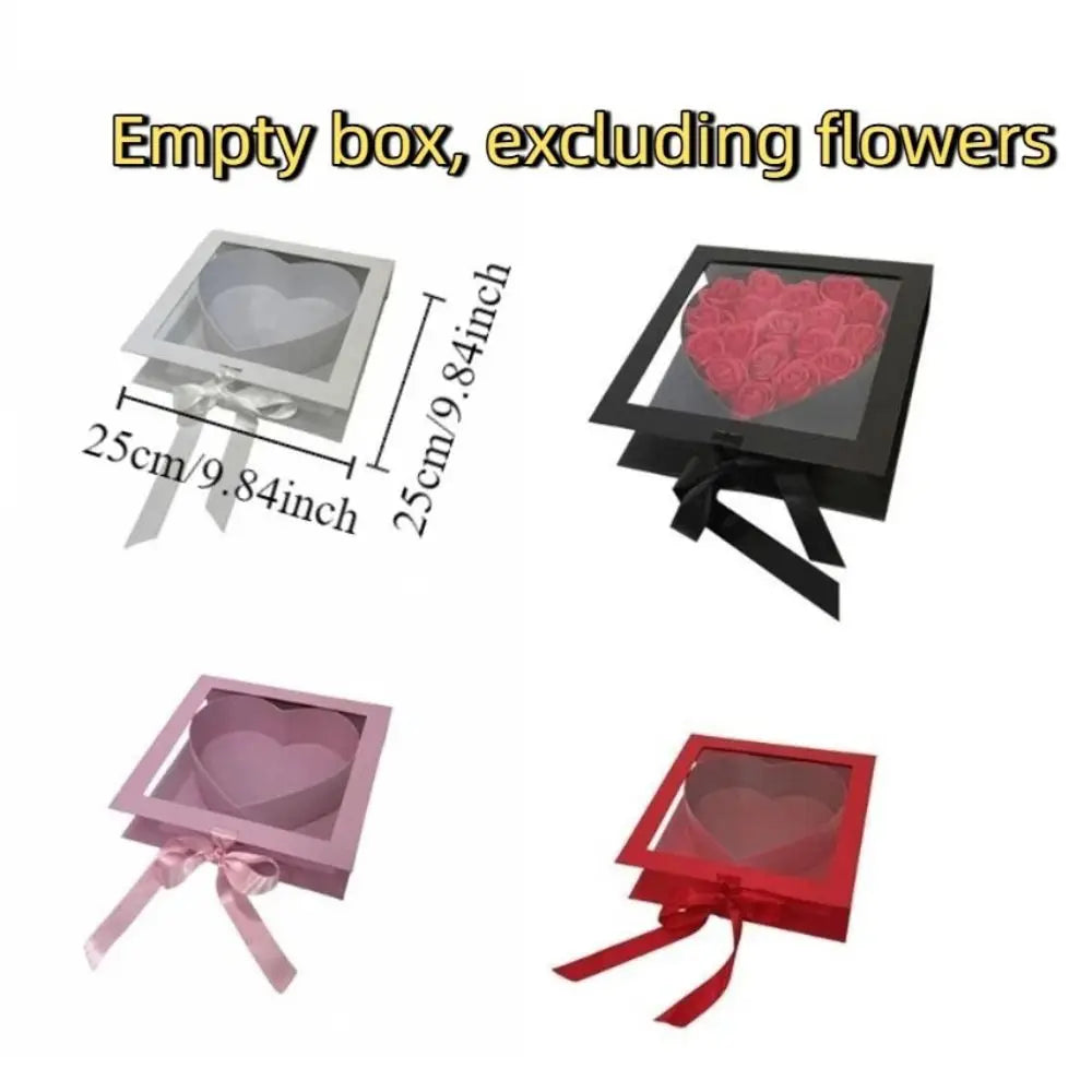 Transparent Window Mother's Day Gift Box Elegant Romantic Gift Packaging Box Fillable Cardboard Flower Display Box Bridal Shower
