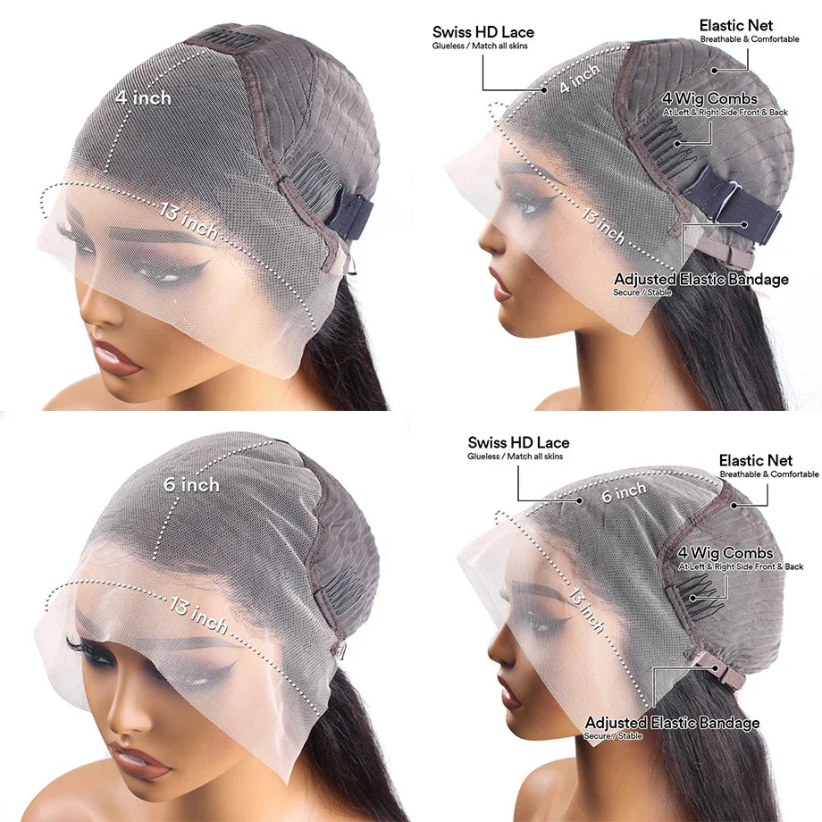 Dixtefo Real Hair Straight Lace Front Wigs 30 38 Inch Human Hair 13X4 HD Lace Frontal Hair Wig 13X6 Bone Straight Human Hair Wigs 200 Density Hair for Women