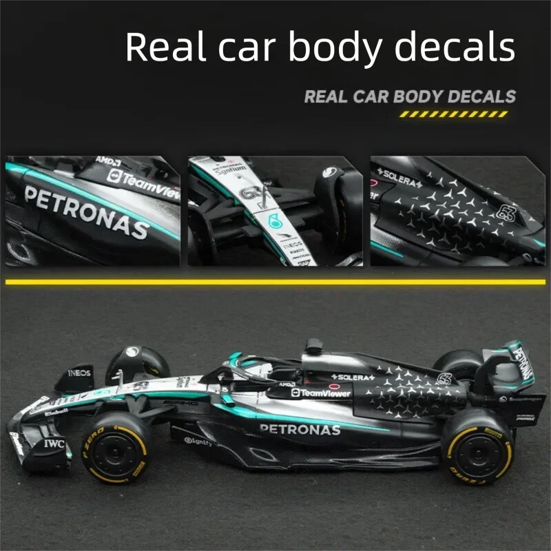 Bburago 1:43 Scale Mercedes-AMG F1 W15 W16 Formula 1 Racing Car Diecast Alloy Model Simulation Vehicle Collectible Gift for Kids