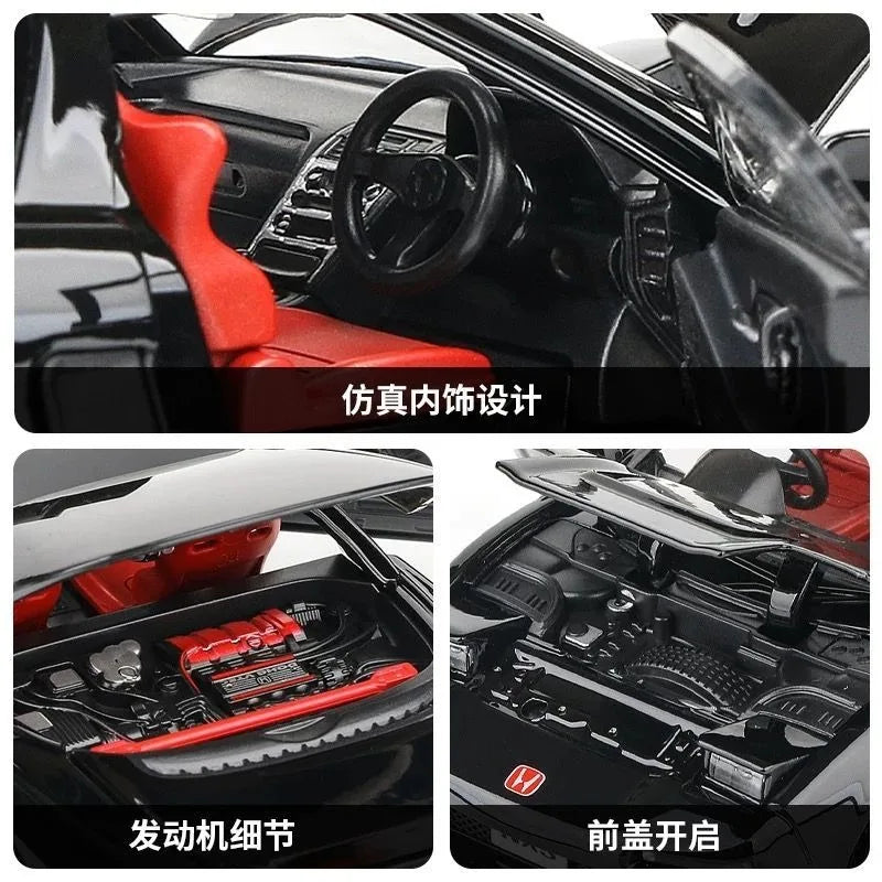1:32 Honda NSX Alloy Sports Car Open Doors Light Sound Rear Wheel Pull Back With Display Base Desktop Ornament Collection Gift