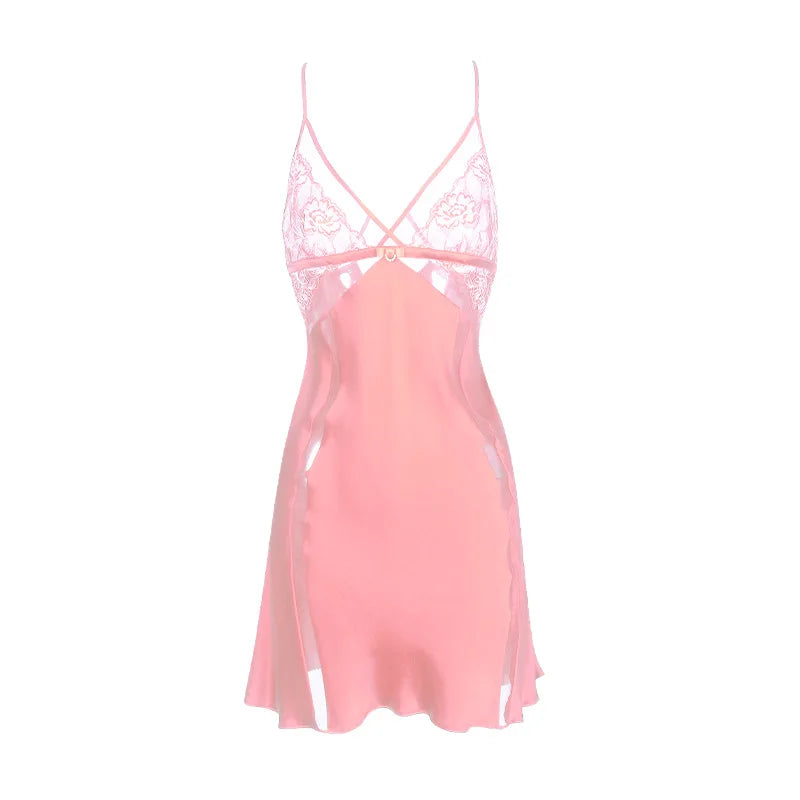 Sexy Spaghetti Strap Silk Nightgown Women 19mm Heavyweight Pure Silk Sleepwear Thin Cool Feeling Lounge Dress