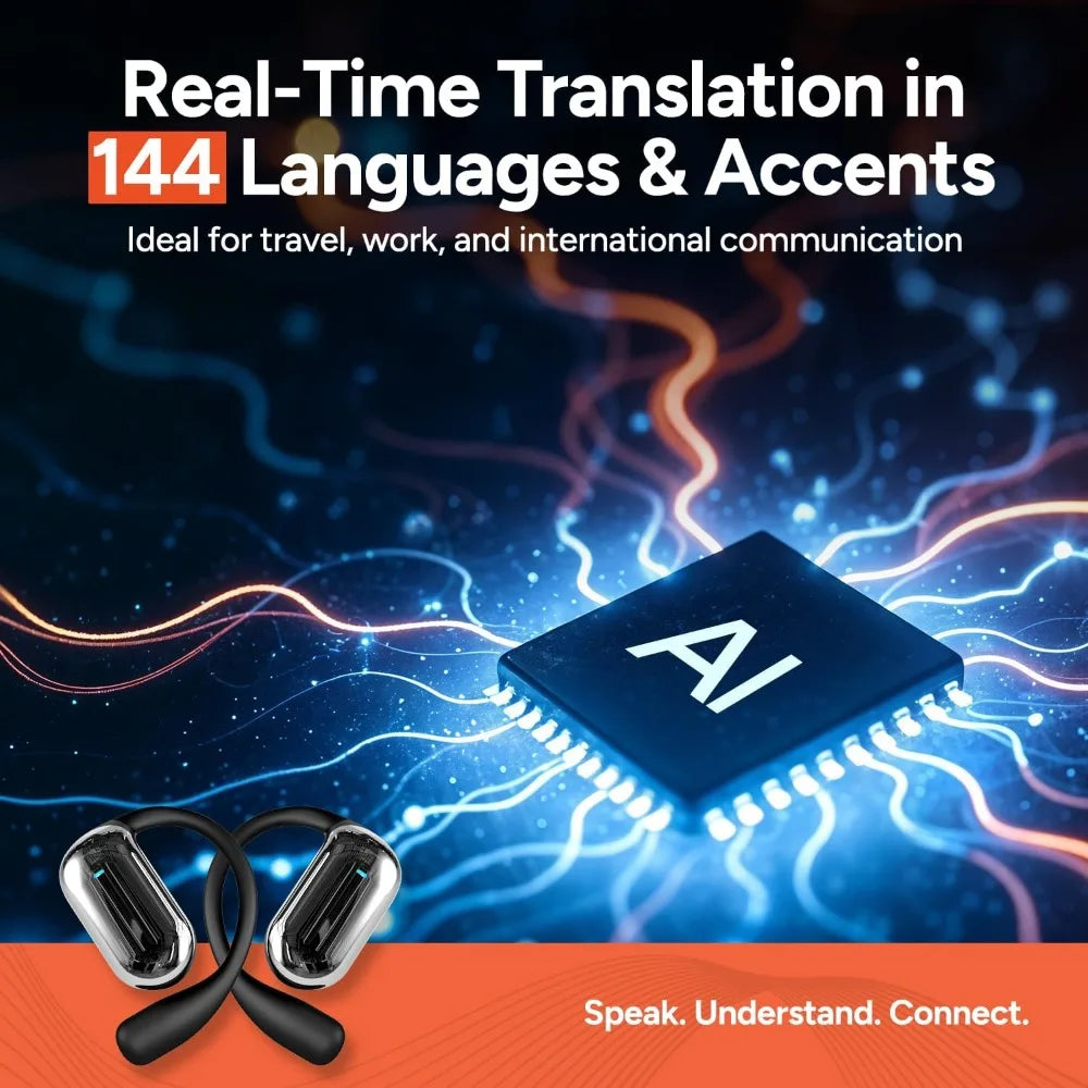 Real-Time Translation Earbuds: 144+ Languages, 60H Playtime, Noise Cancellation for Business & Learning