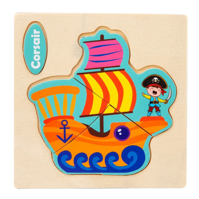 Wooden Toy 3D Jigsaw Puzzle Small Size Cartoon Animal Puzzle Board Kids Early Learning Educational Toys for Children Gifts