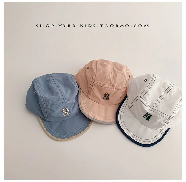 Summer Quick Dry Hat for Baby Letter Embroidery Baseball Cap Kids Boy Girl Adjustable Sunscreen Thin Sport Hats