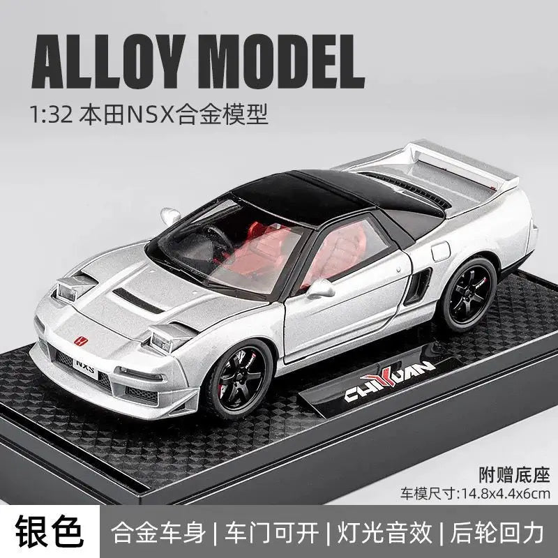 1:32 Honda NSX Alloy Sports Car Open Doors Light Sound Rear Wheel Pull Back With Display Base Desktop Ornament Collection Gift