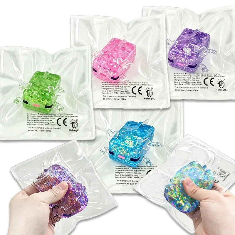 HefengCL Glitter Square Mini Axolotl Fidget Squishy TABA Maltose Sensory Stress Relief Toy Office Classroom Holiday Kids Gift