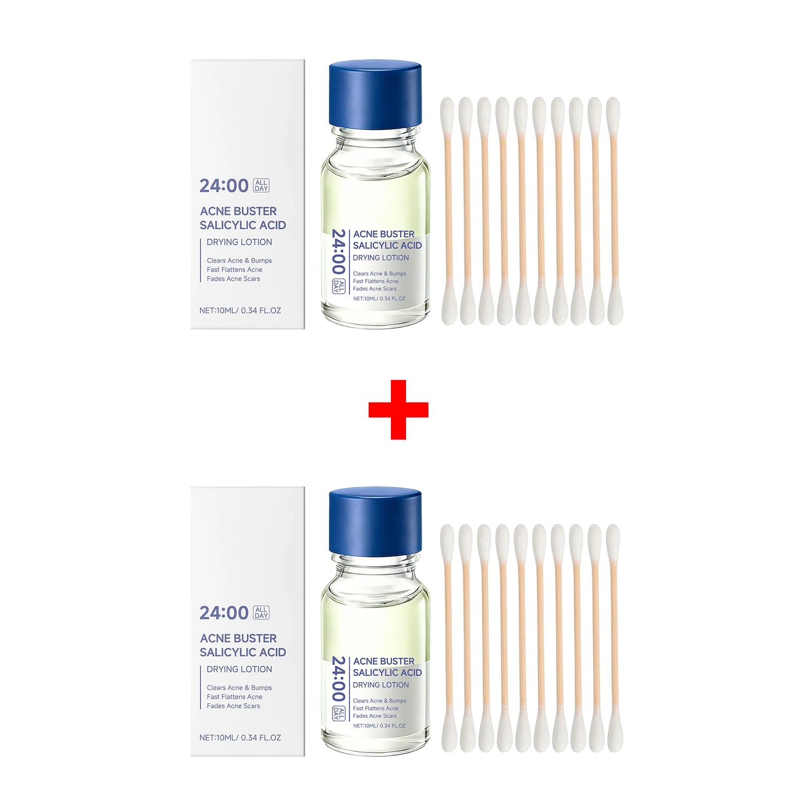Salicylic Acid Acne Drying Lotion Pimple Remover Serum Fade Marks Shrink Pores Oil Control Face Care with Swabs