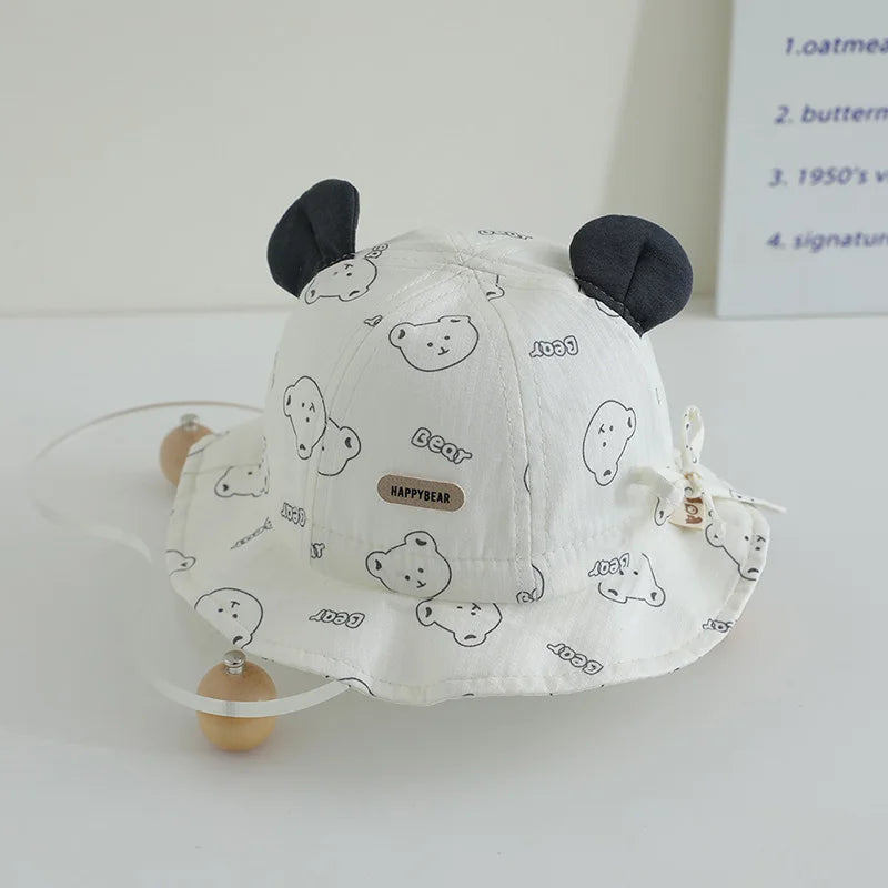 Cartoon Baby Fisherman Hat Cute Children Sunshade Basin Cap 3-12Month Infants Bowl Caps Soft Cotton Toddler Sunscreen Visors