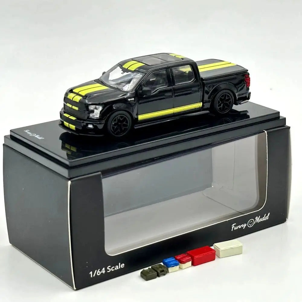 Funny Model FM 1/64 For SHELBY F-150 Shelby Super Snake Pickup Black Diecast Model Car Miniature Collection - with Accessories