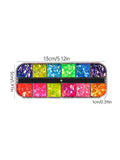 12 Grids Fluorescent Glitter Nail Art Sequins Sparkly Irregular Nail Flakes Powder Nail Art Mermaid Makeup Manicure Decorations