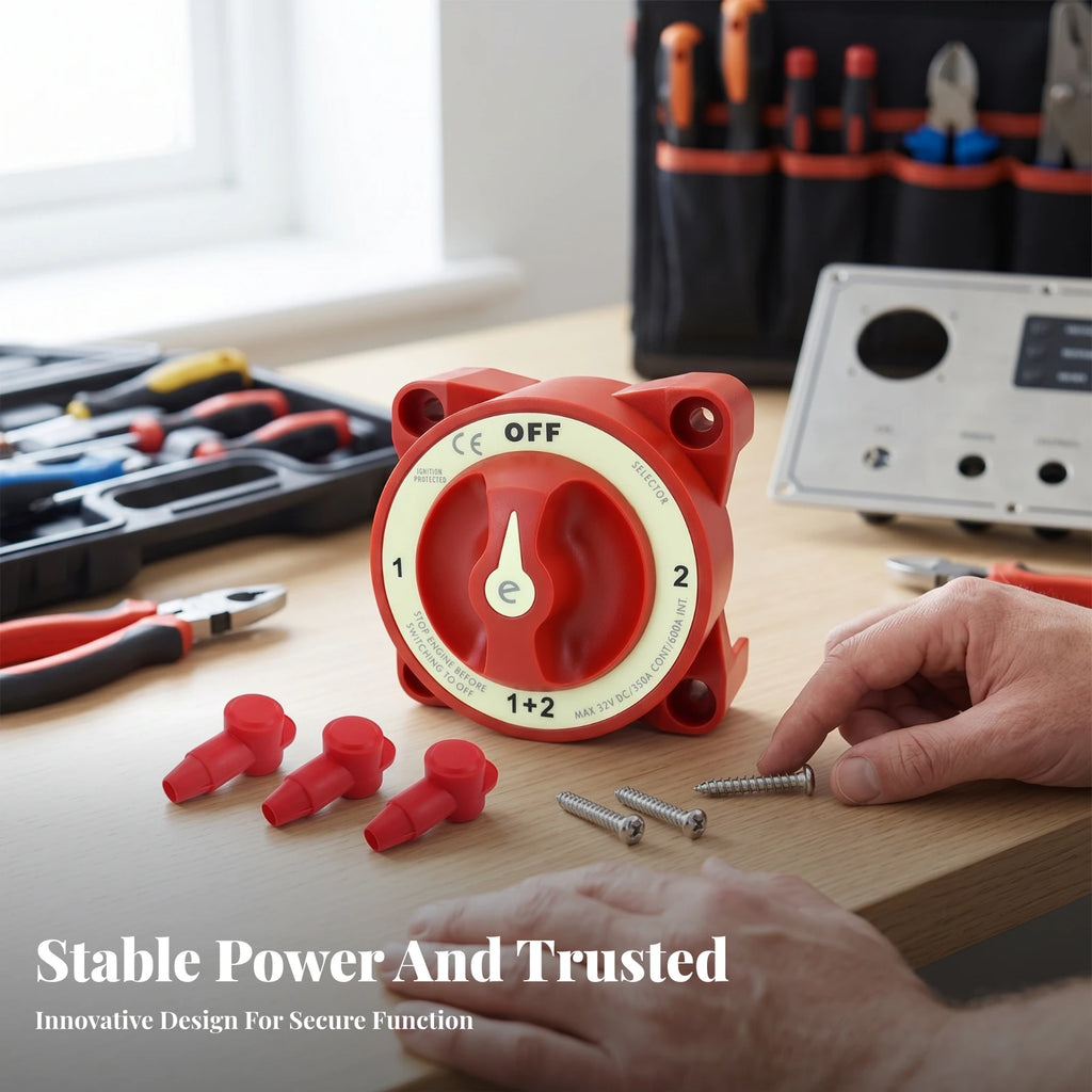 Red Easy Turn Knob Power Accessory Marine Battery Disconnect Switch Rotary Battery Disconnect Switch