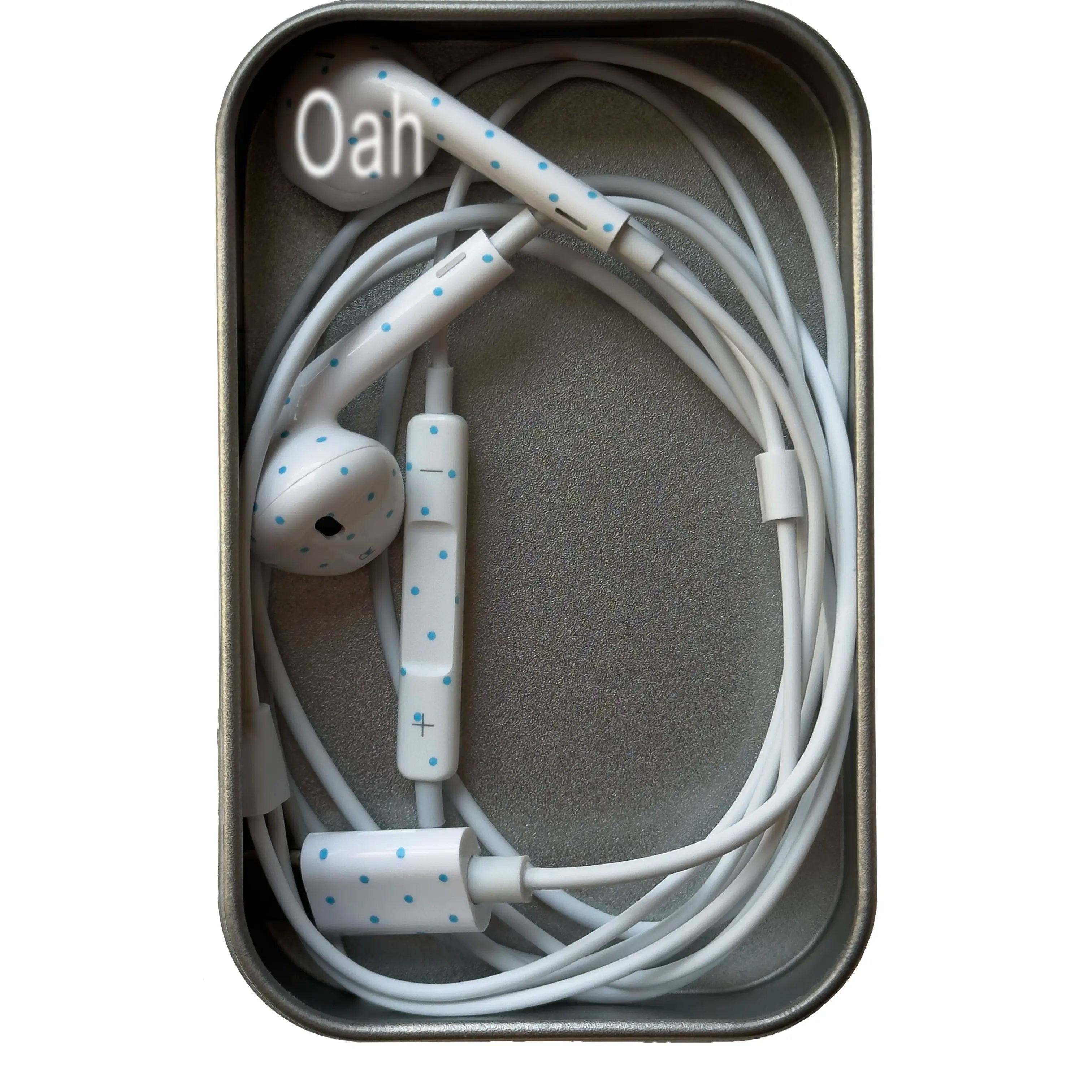 Oah Polka Dot Wired Earphones ABS Material Type-C/Lightning Dynamic Hifi Wired Earphones Digital Audio Headphones Gifts
