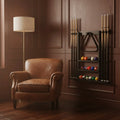 Billiard Cue Rack Black Finish Billiard Cue Stand Game Furniture Easy to Install Sports Storage Scratch Protection for Club Room