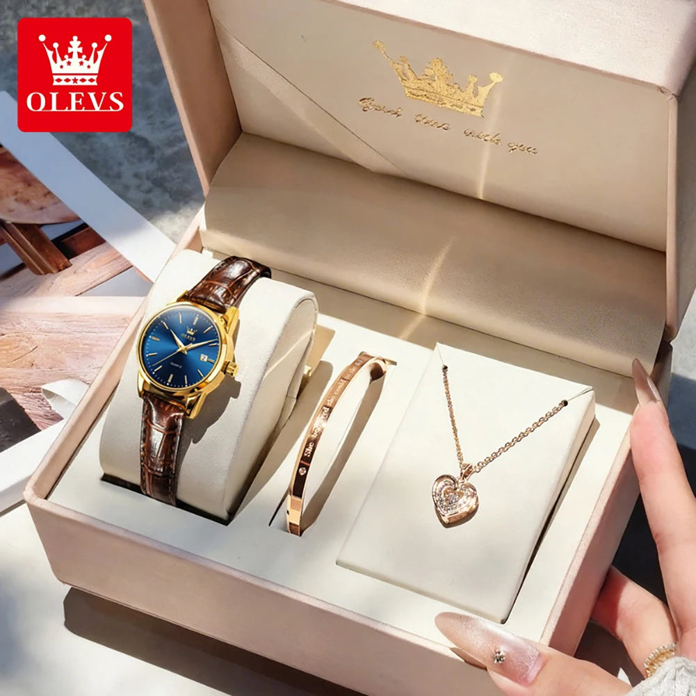 OLEVS 6898 Women Watch Original Quartz Watches Waterproof Luminous Date Watch Bracelet Set Ladies' Gift 2026 New Color Reloj