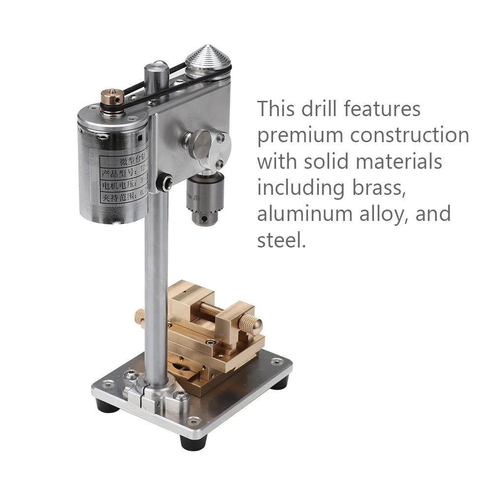 Mini Table Drill Micro Bench Drill 0.3-4mm Precision Watch Repair Tool 3.175mm Chuck Industrial-Grade Aluminum Alloy Body