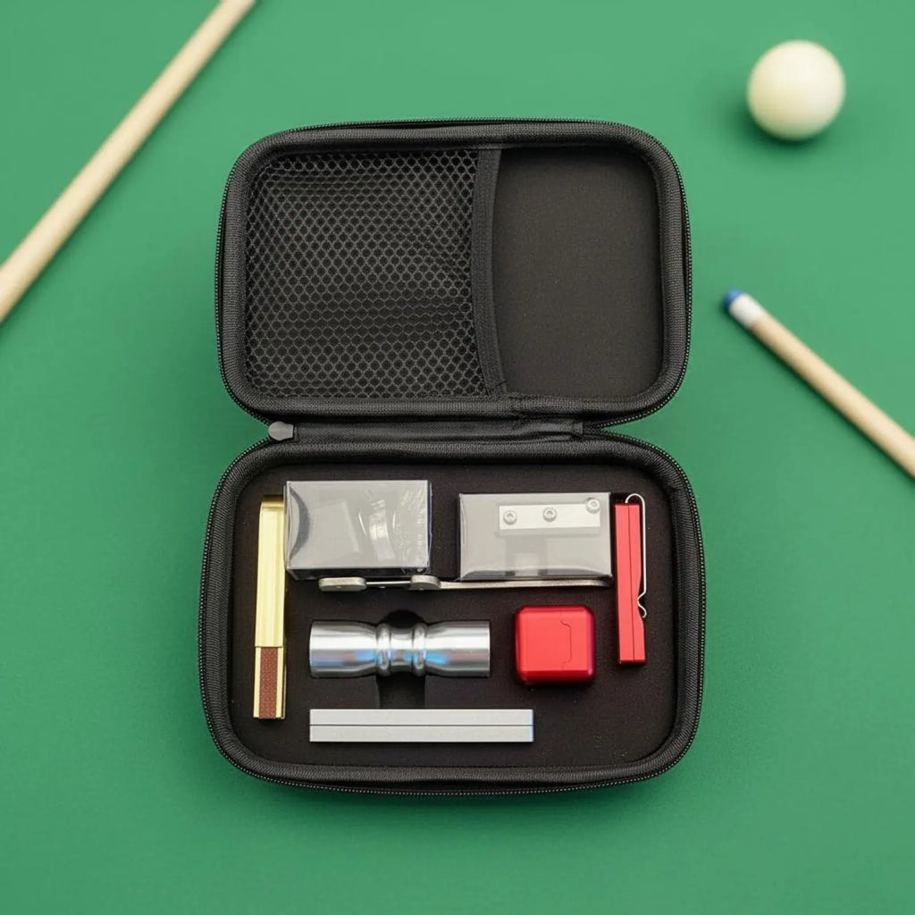8 Pieces Billiard Cue Tip Repair Set Portable Case Pool Cue Tip Replacement Kit Game Accessory Aluminum Alloy Compact for Club