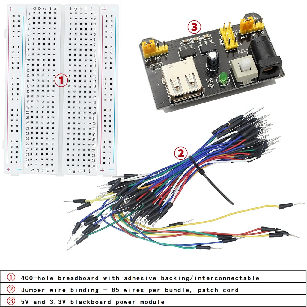 400 830-hole Breadboard MB-102 PCB Circuit Board Experiment Board Soldering Experiment Kit DIY Suitable for Arduino Power Module