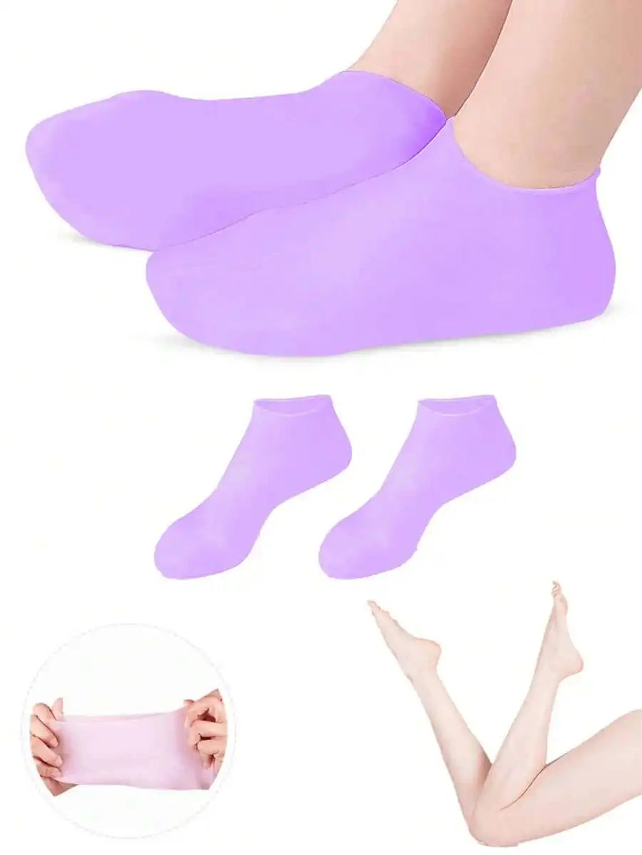 1 Pair Silicone Moisturizing Foot Socks, Effective Foot Care, Prevent Cracked Heels, Remove Dead Skin, Elastic Foot Socks, All-Day Moisture Locking, Prevent Dryness, Odorless, Easy To Wear And Remove, Soft And Comfortable Material.