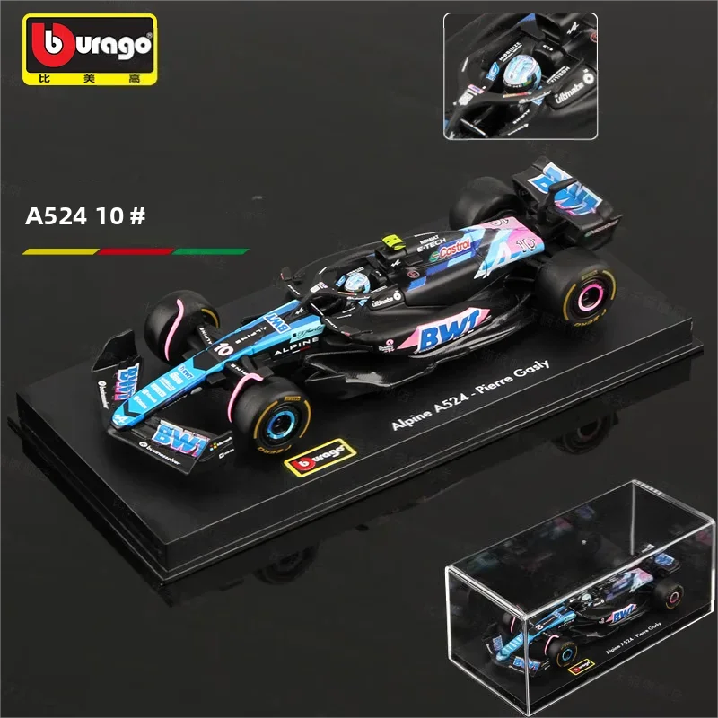 Bburago 1:43 BWT Alpine F1 Team A524 Alloy Diecast Model Car High Simulation Formula Racing Collectible Display Gift