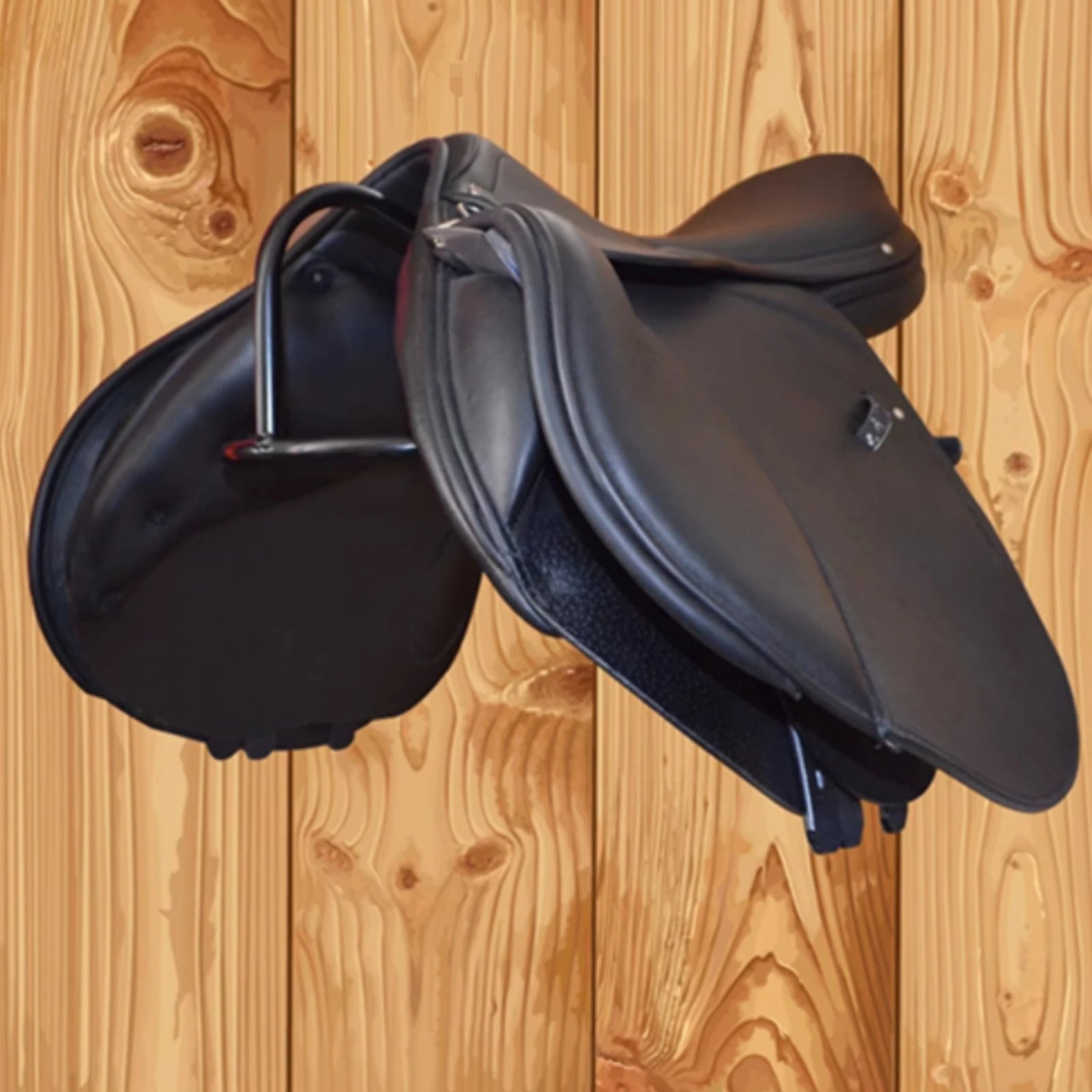 Wall-Mounted Saddle Rack Curved Support Black Metal Saddle Rack Space Saving Organizes Tack Room