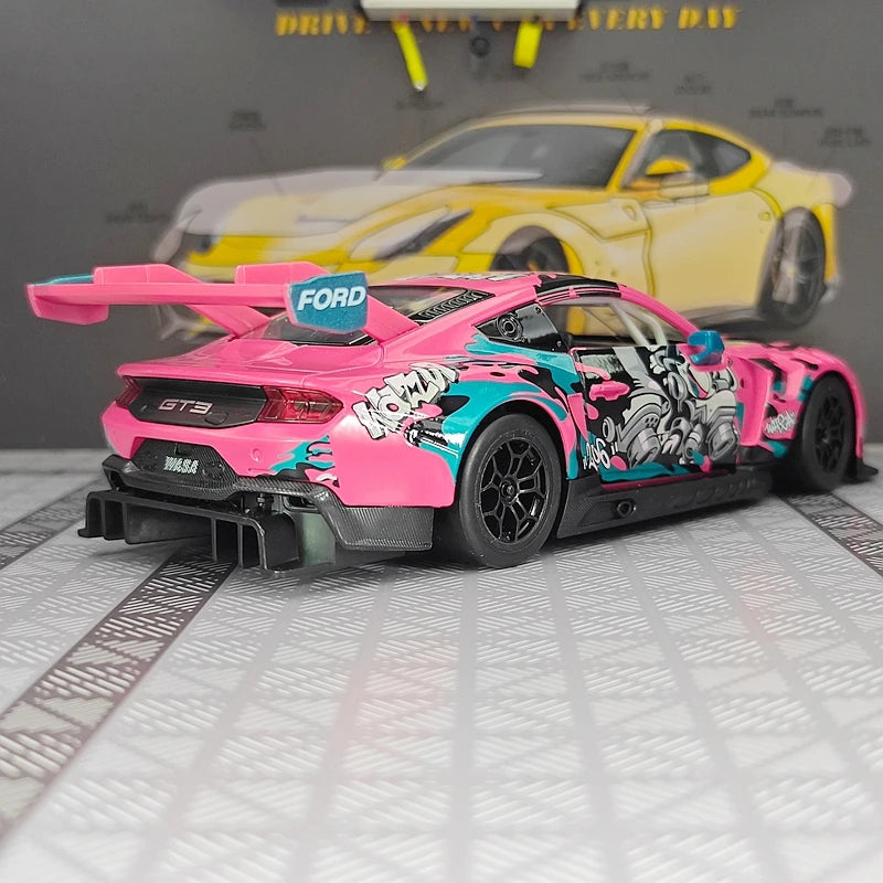 CCA 1:24 Ford Mustang GT3 alloy car model door and hood can be opened has sound and lighting functions suitable for collection