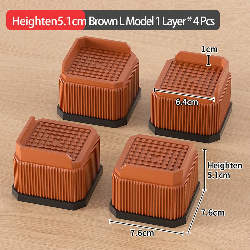 Adjustable Height Furniture Risers - High Load - Bearing, Triple Anti - Slip for Sofa, Bed & Desk