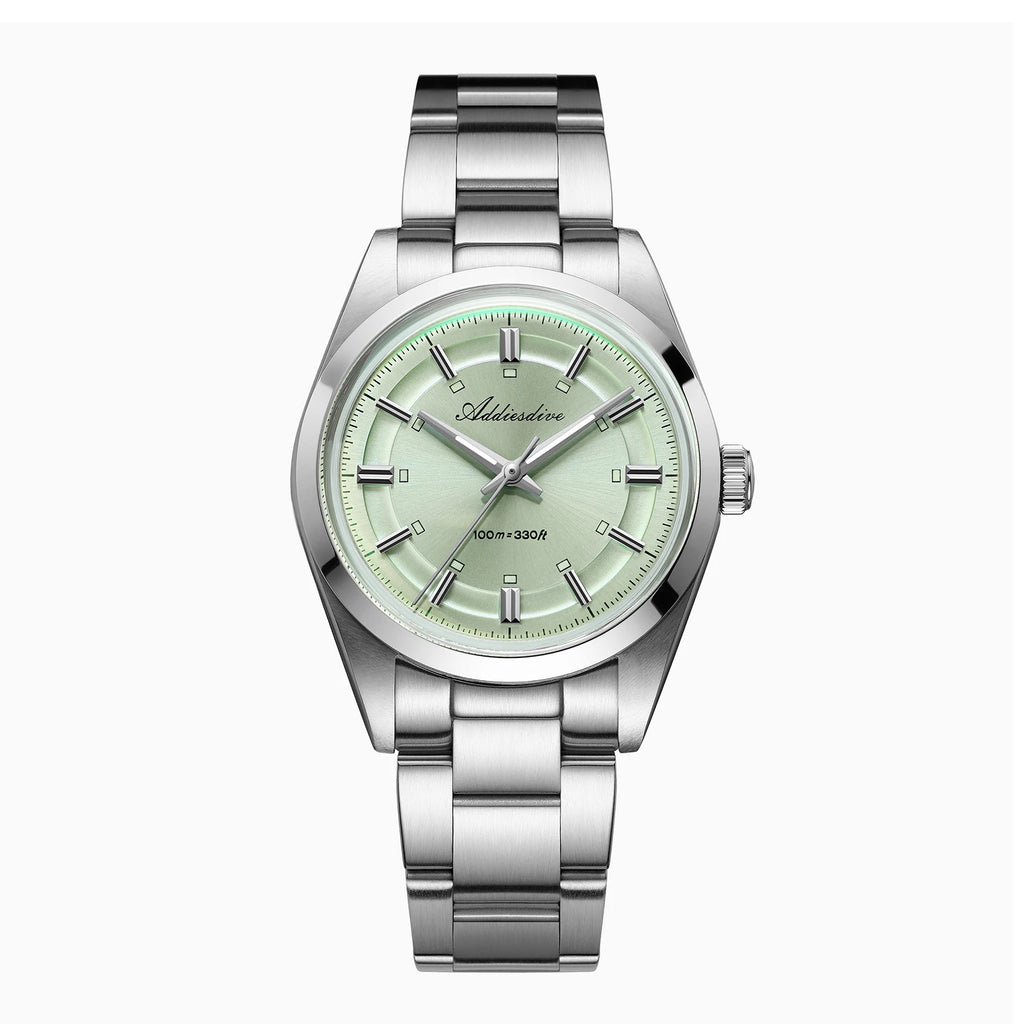 ADDIESDIVE Super Luminous Japan VH31 Ladies Watches 10Bar Waterproof Bubble Mirror Glass Quartz Watch Stainless Steel Wristwatch