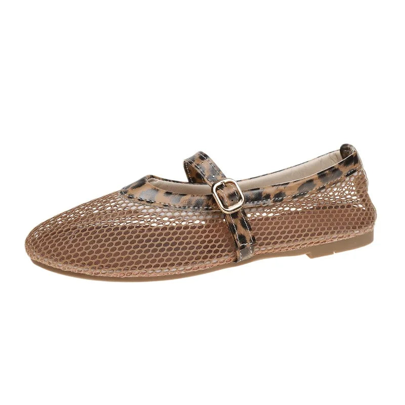 Casual Breathable Mesh Slip-On Women's Sandals Summer Hot Sale Of The Season Flat Bottom Buckle Design Comfortable Rubber Sol...
