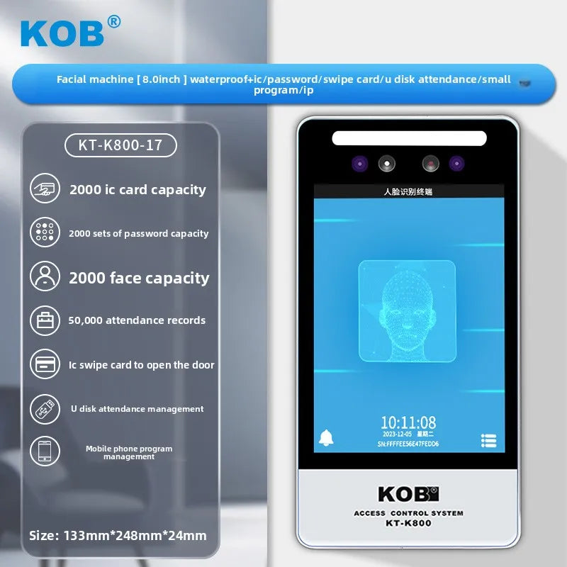 KOB7 inch dynamic facial recognition access control system all-in-one machine 8-inch high-definition touch screen magnetic lock