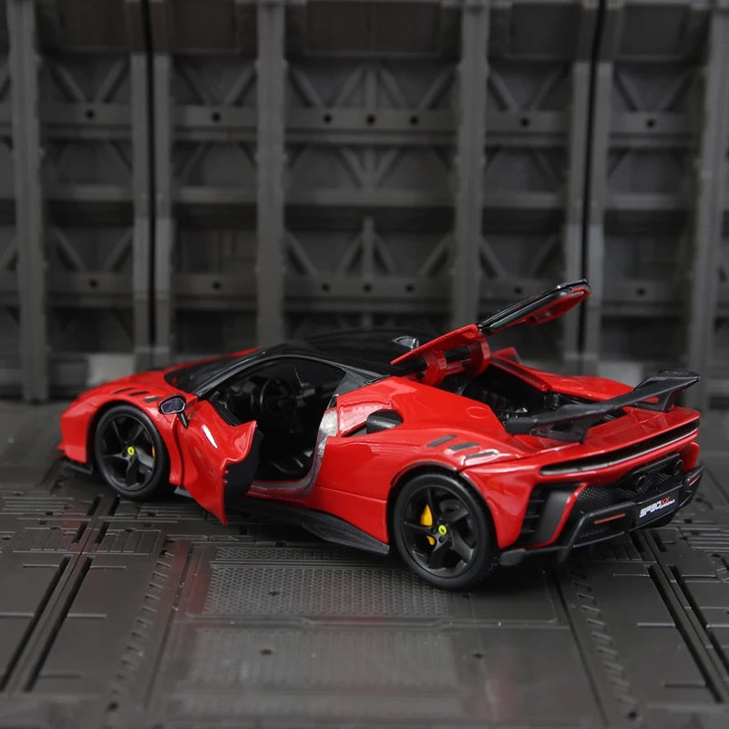 Bburago 1:24 simulation Ferrari SF90 XX Stradale alloy car model, doors and trunk can be opened rich in details, finely crafted